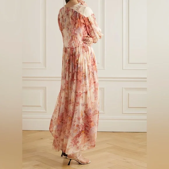 Zimmermann Devi Gathered Yoke Long Sleeve Chiffon Dress NWTsizeAU 2 ( US 8 )